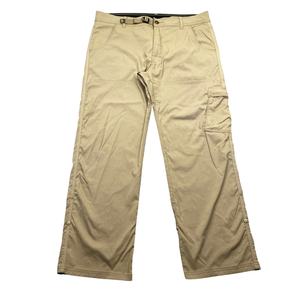 Prana Zion‎ Cargo Pants Mens Tan Khaki Hiking Climbing Outdoor Sz L Fits 36"